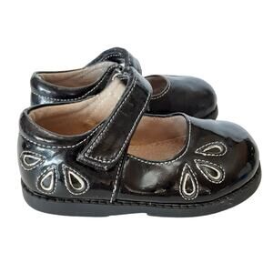 See Kai Run Toddler 6 MaryJane Dress Shoes Black Patent Leather Flats Lazer Cut